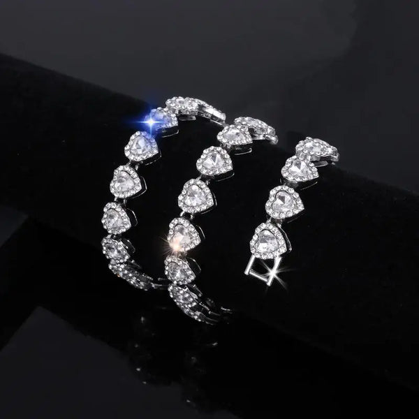 Sparkling Heart Tennis Bracelet