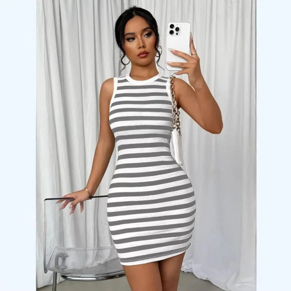 Chic Striped Knitted Dress