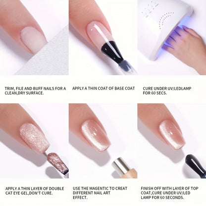 1pc 10ml Holographic Glitter Mirror Porcelain White Cat Eye Gel Polish Magnetic Galactic Effect Gel Nail Polish Soak Off UV LED
