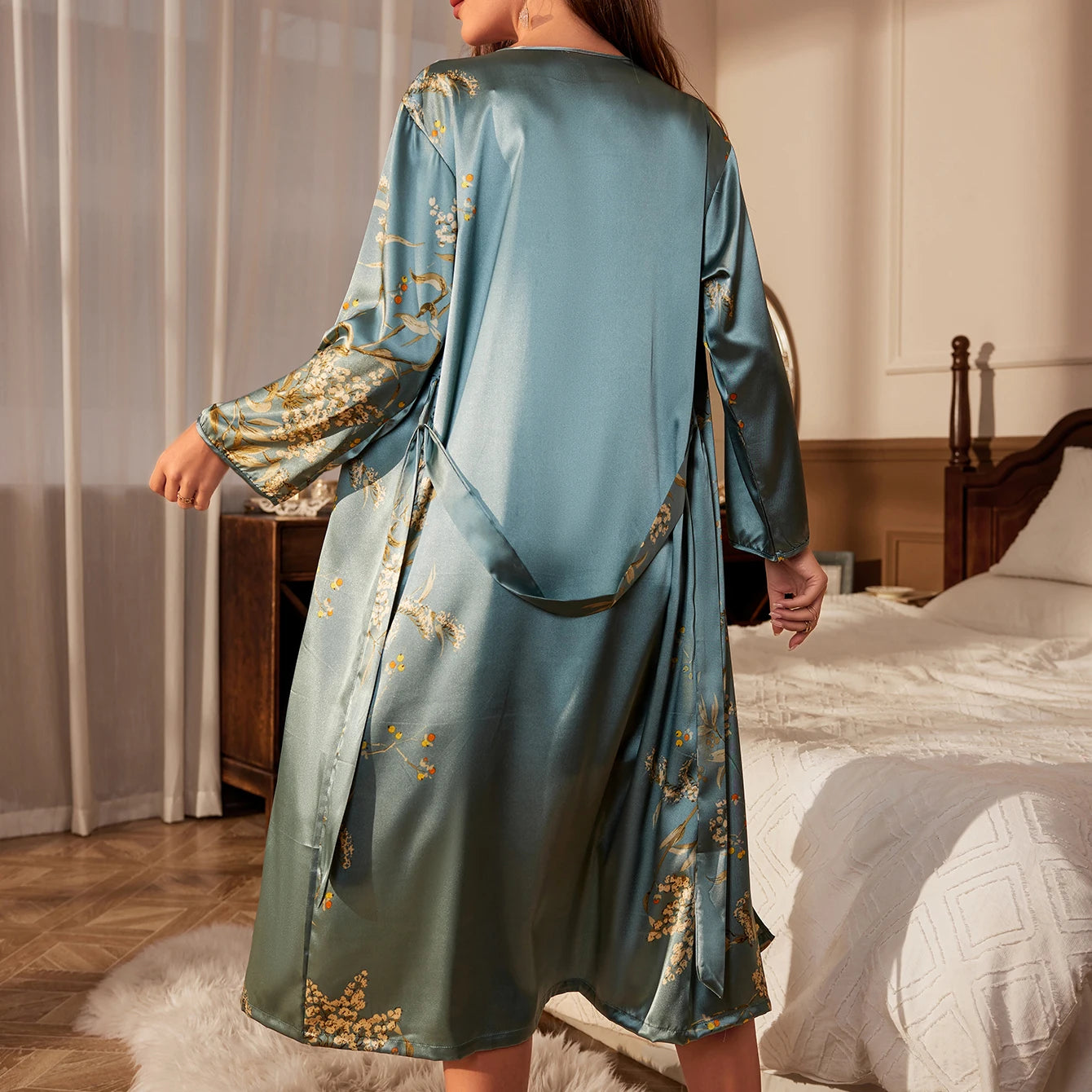 The Laomi Bloom Satin Robe