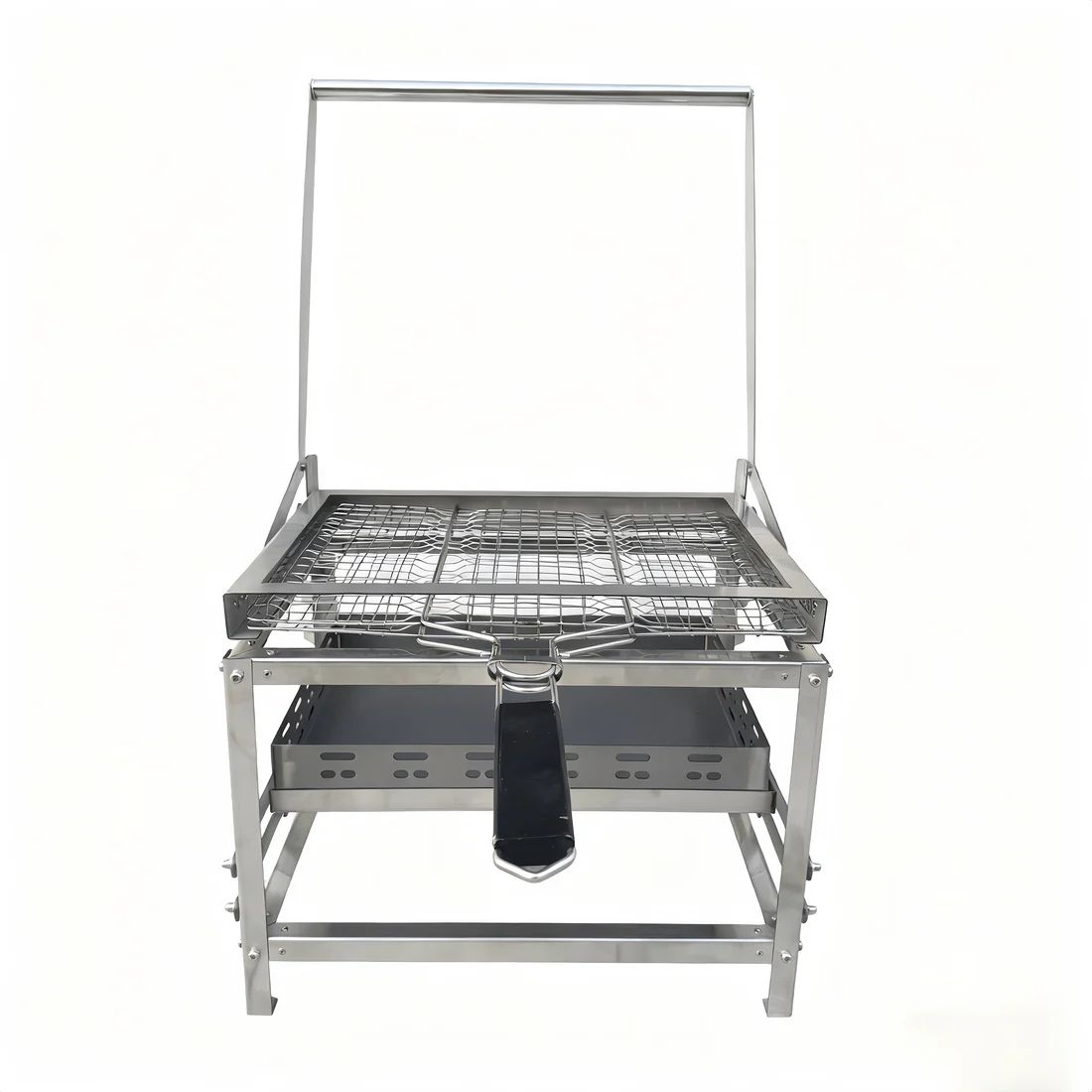 Portable Charcoal Bbq Grill Featuring a Flipping Mechanism in Sturdy Stainless Steel for Durability