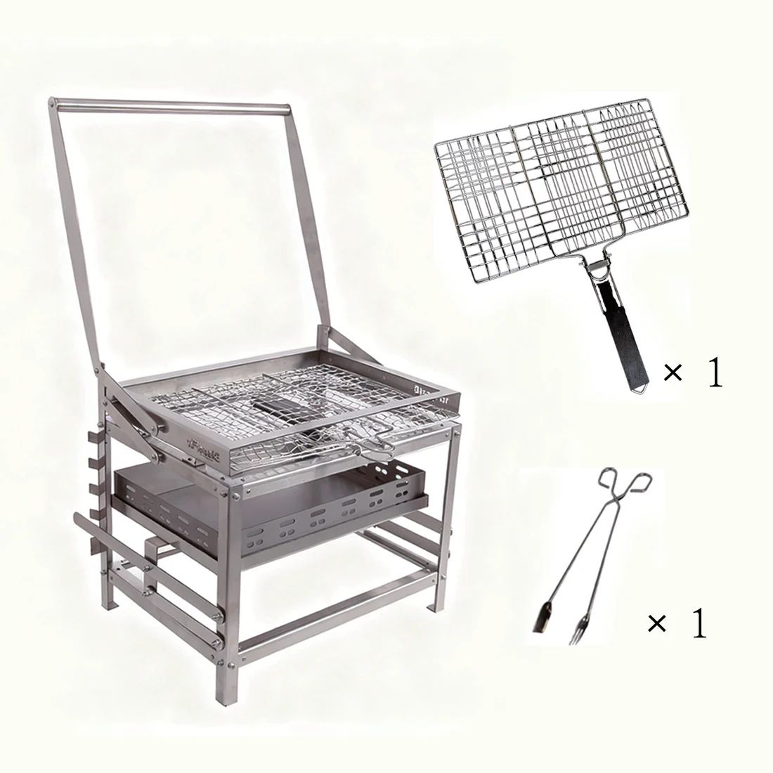 Portable Charcoal Bbq Grill Featuring a Flipping Mechanism in Sturdy Stainless Steel for Durability